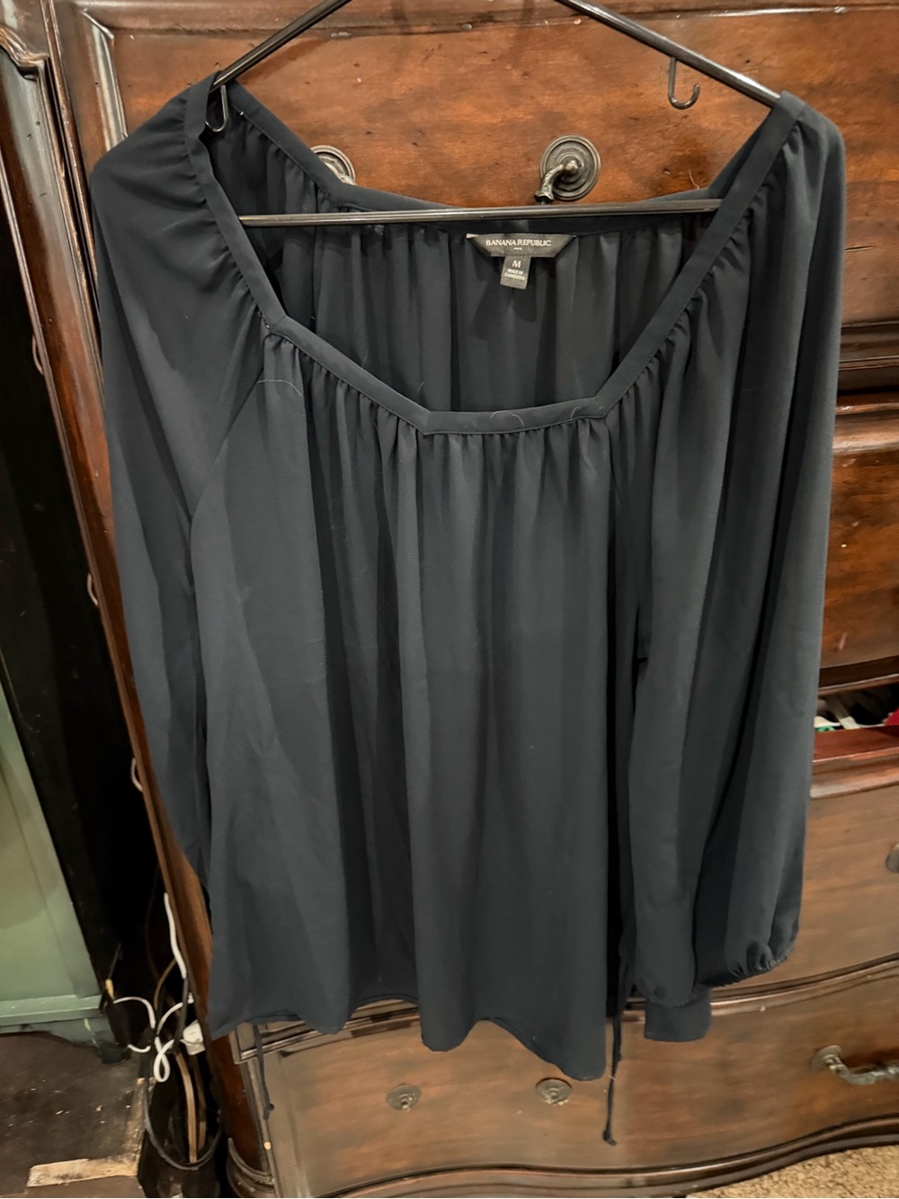 Banana Republic Black Flowing Peasant Top